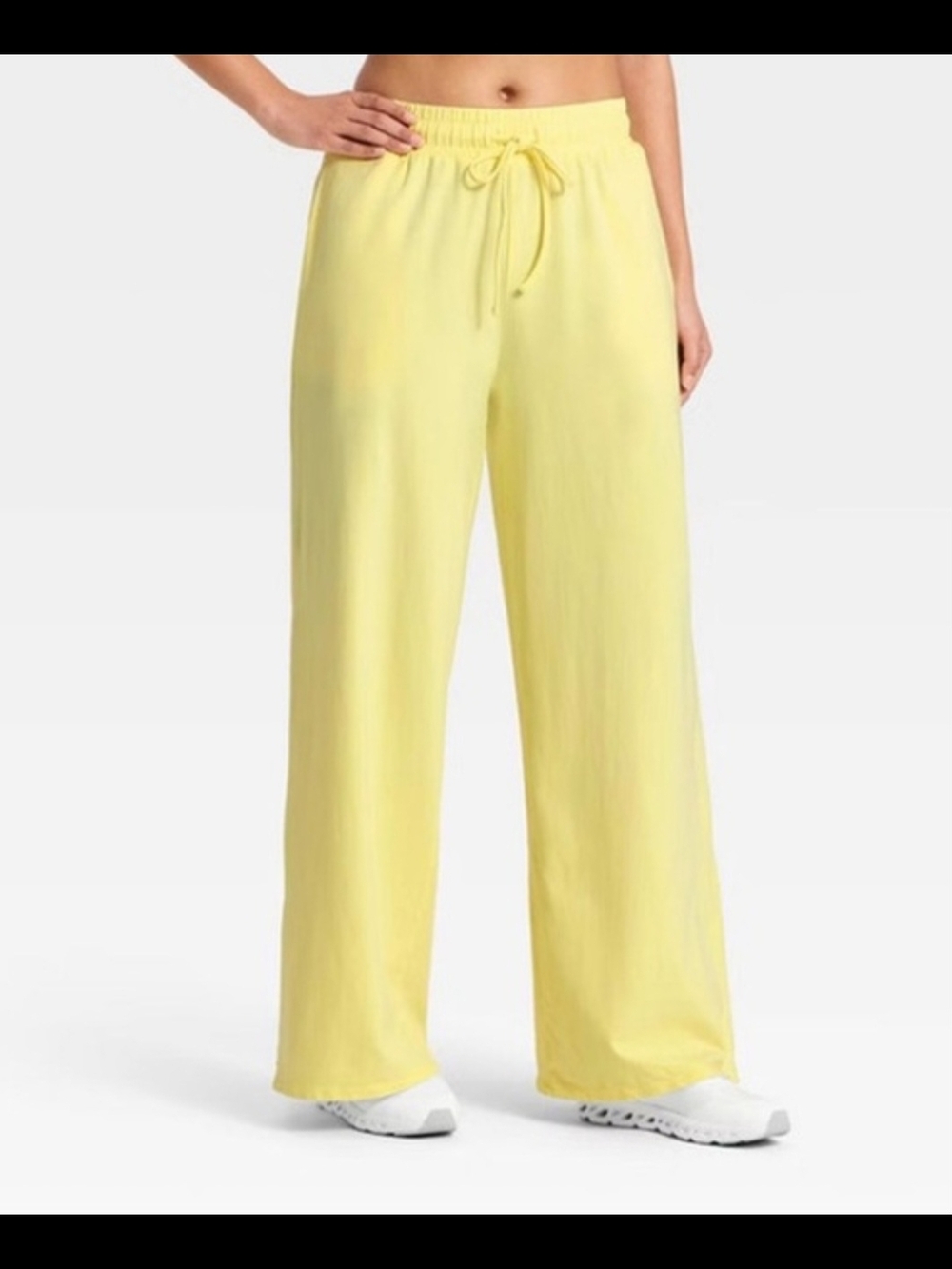 JoyLab Lemon Yellow Wide-Leg Drawstring Pants